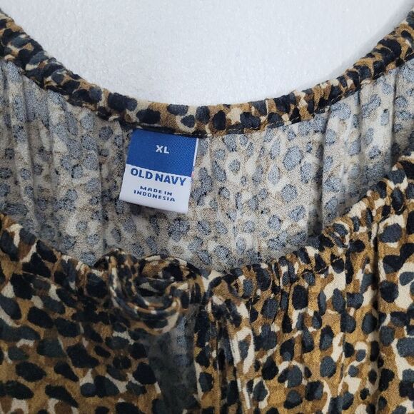 Old Navy Cheetah Animal Print Midi Soft Crepe Tie Front Dress Size Xl - Picture 5 of 9